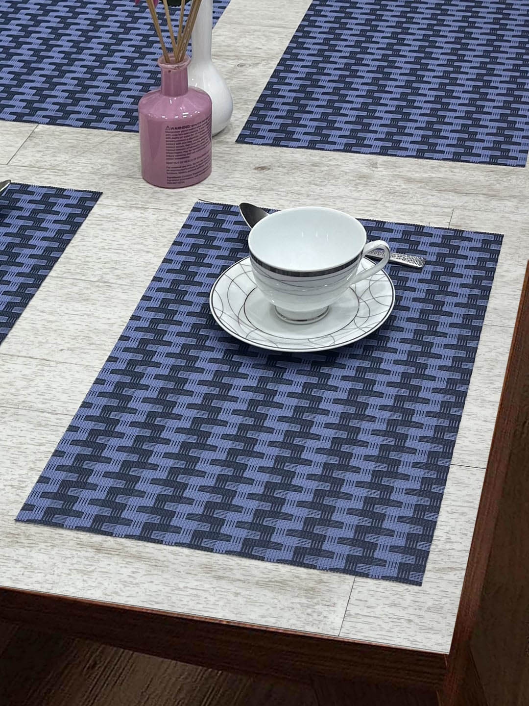 

BIANCA Alpine Blue 6 Pieces Woven Design Rectangle Table Placemats