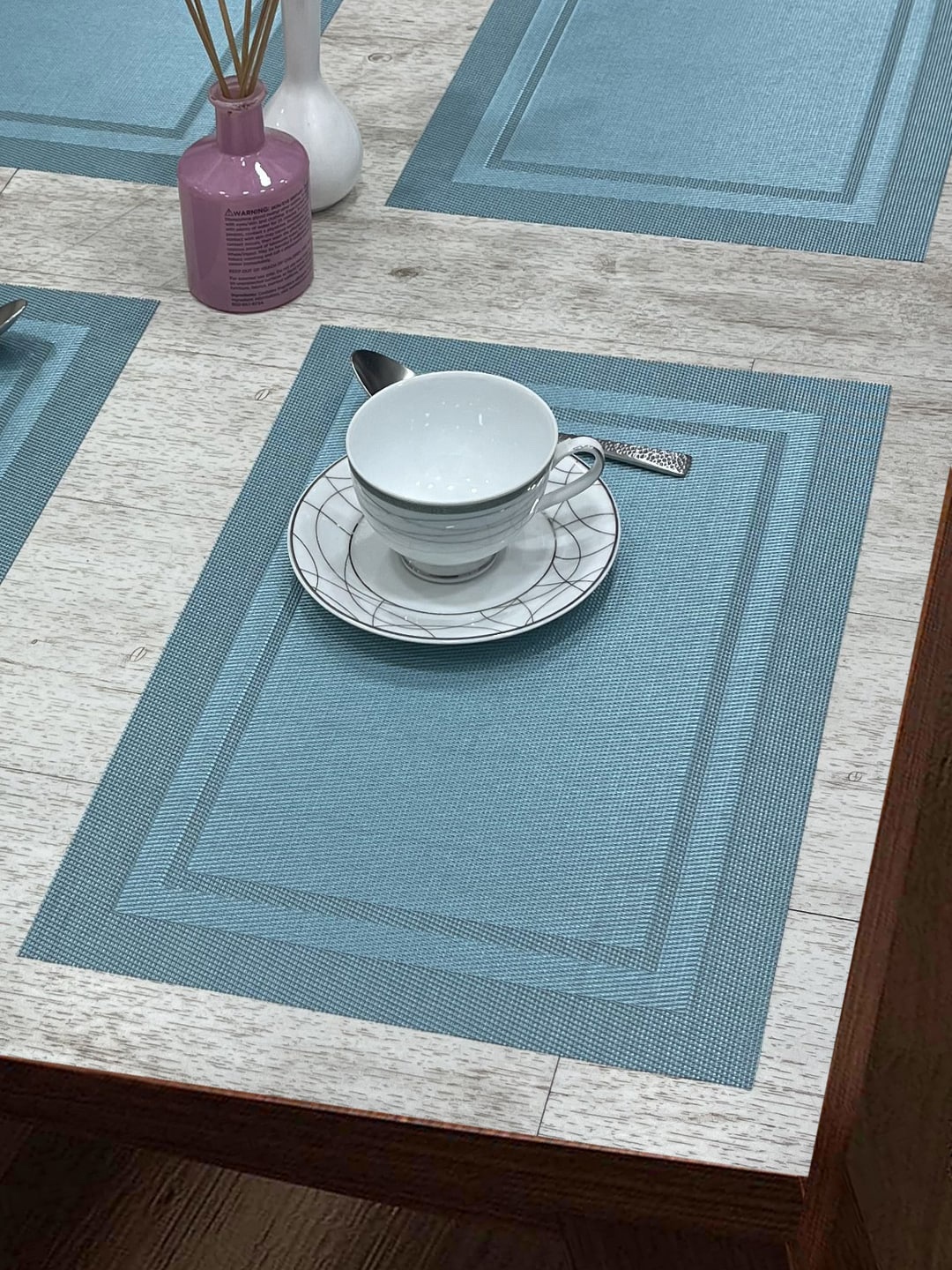 

BIANCA Alpine Sea Green 6 Pieces Woven Design Table Placemats