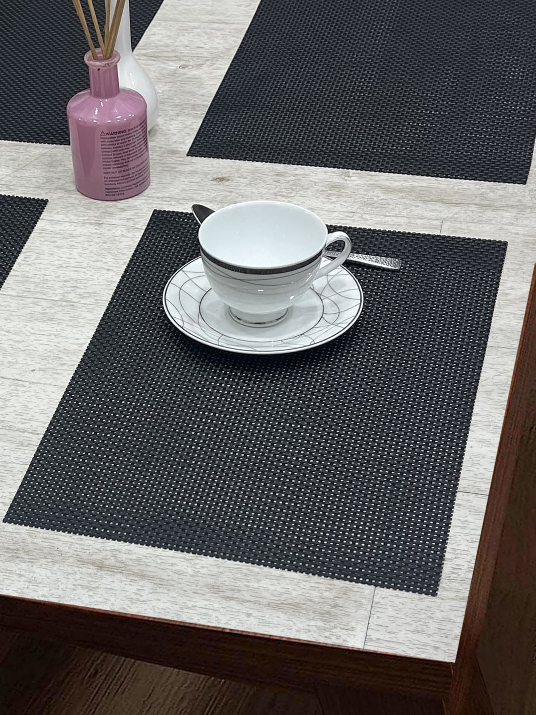 

BIANCA Alpine Black & White 6 Pieces Woven Design Table Placemats