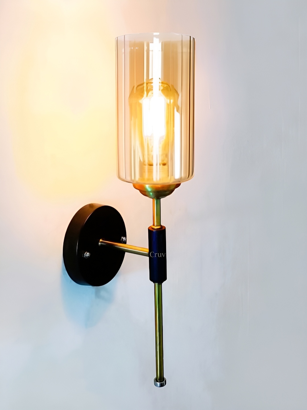 

Cruv Gold Toned Cylinder Glass Wall Lamp