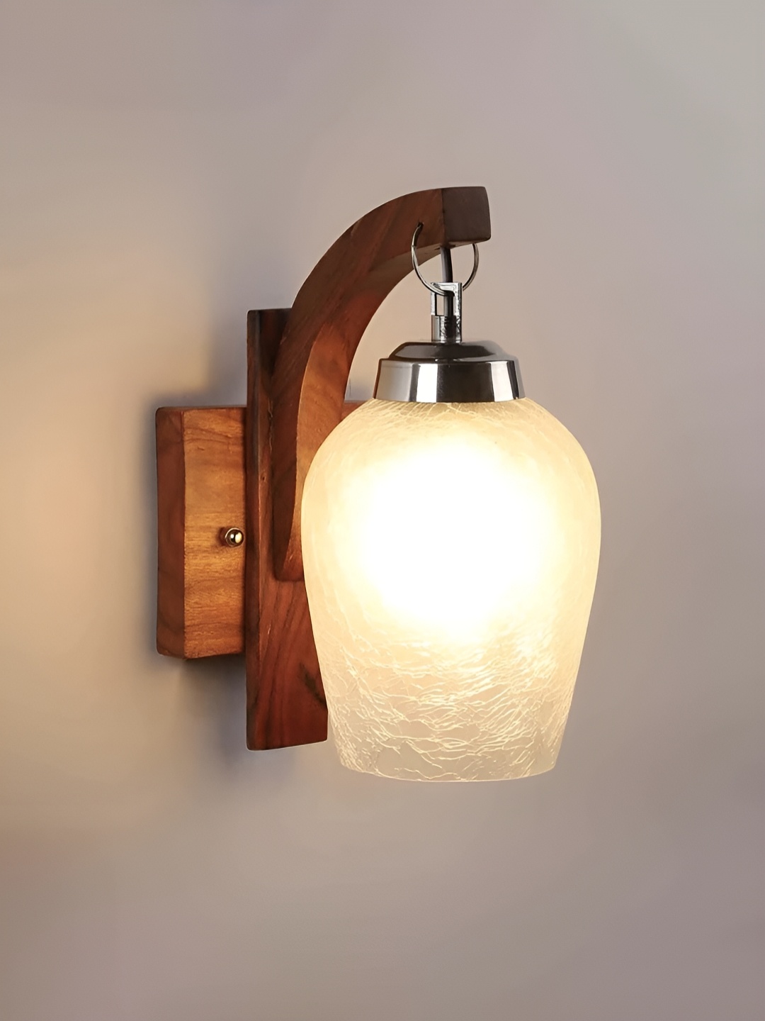 

Cruv Brown & White Contemporary Wooden Wall Lamp