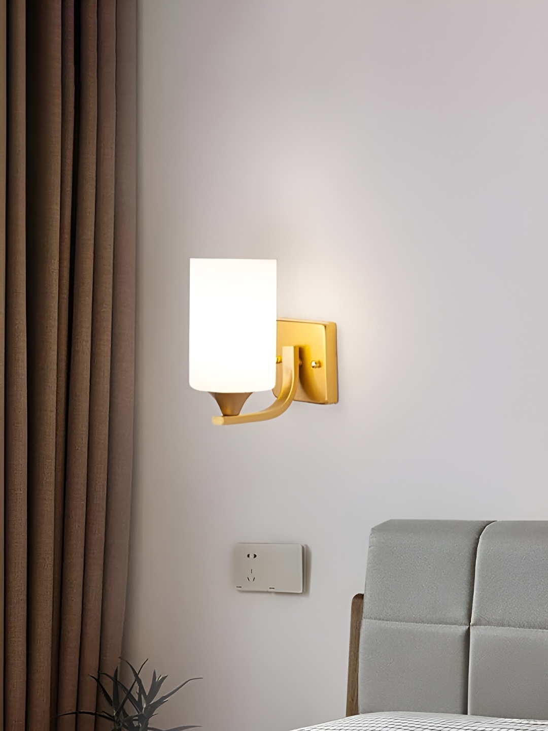 

Cruv Gold Toned & White Cylinder Metal Wall Lamp