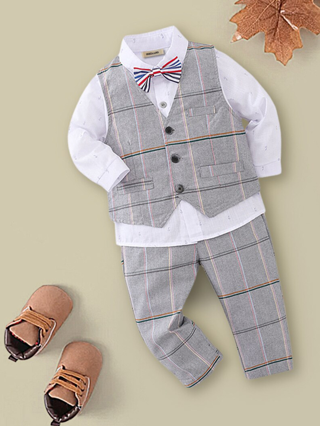 

INCLUD Boys Shirt Collar Shirt & Trouser With Waistcoat, Grey