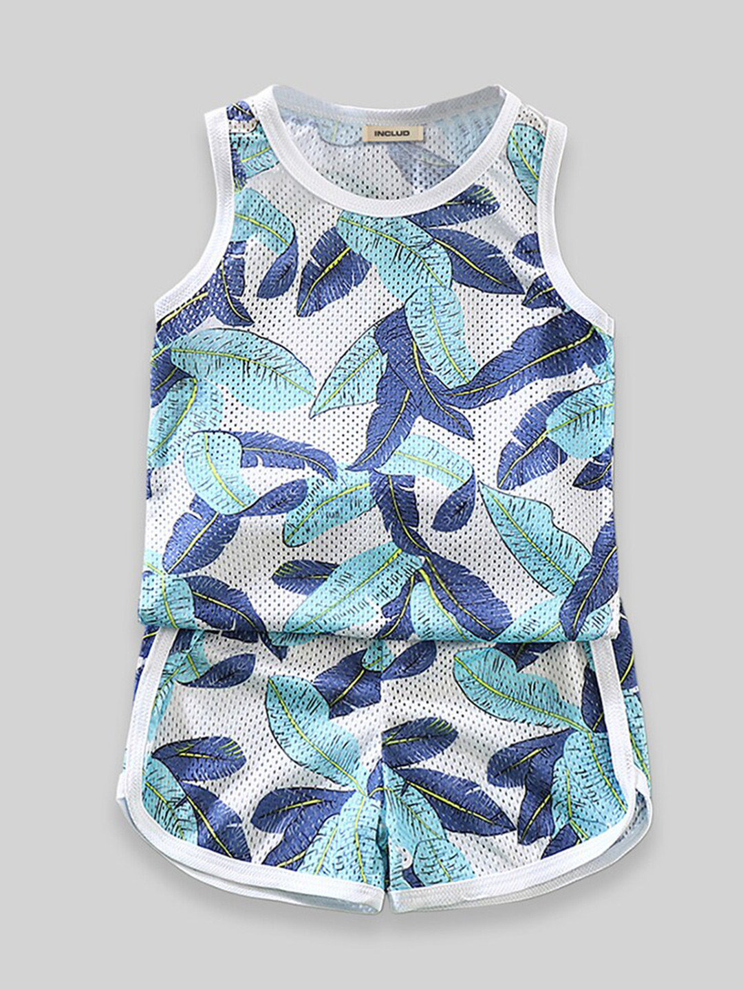

INCLUD Boys Printed Sleeveless T-shirt With Shorts, White