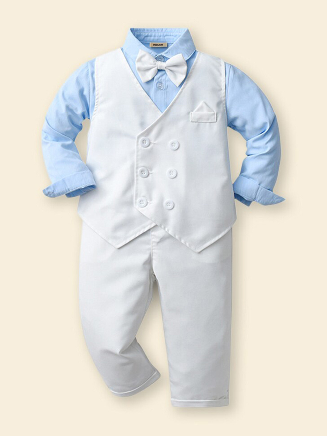 

INCLUD Boys 3-Pcs Waistcoat With Trousers & Shirt, Blue