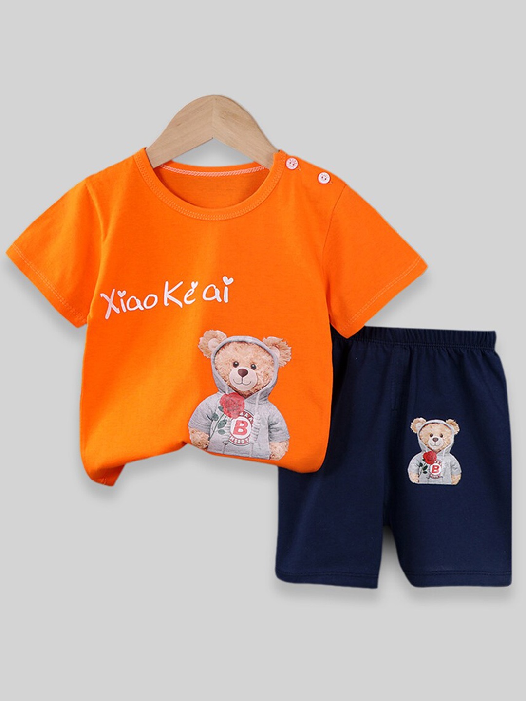 

INCLUD Boys Graphic Printed T-shirt With Shorts, Orange