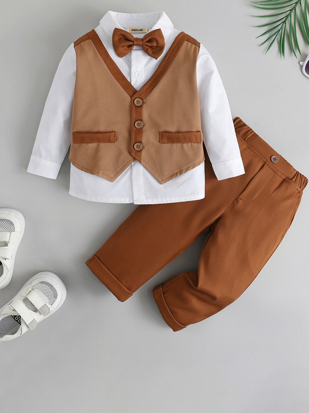 

INCLUD Boys Shirt & Trousers With Waistcoat, Brown