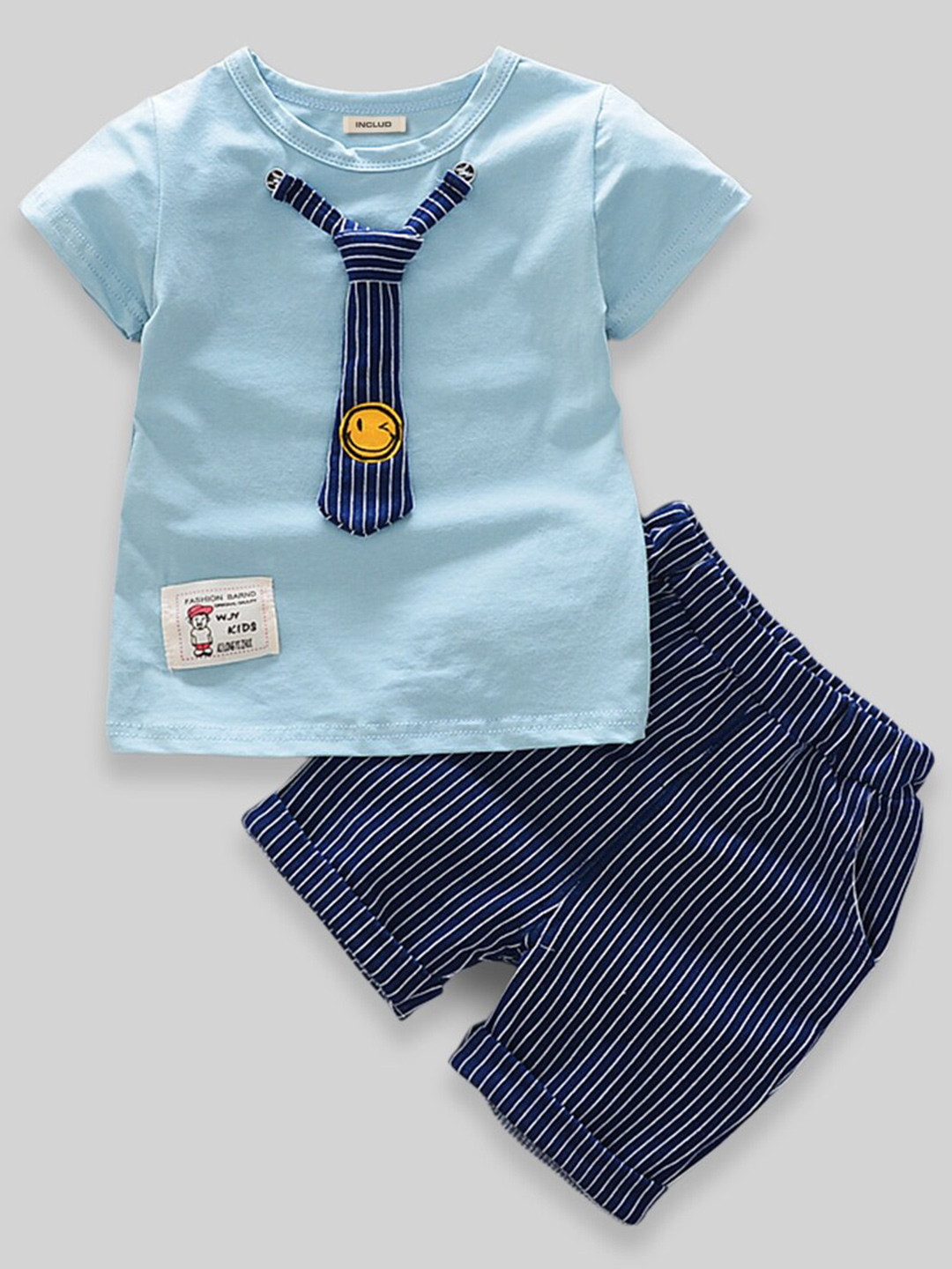 

INCLUD Boys Striped T-shirt With Shorts, Blue