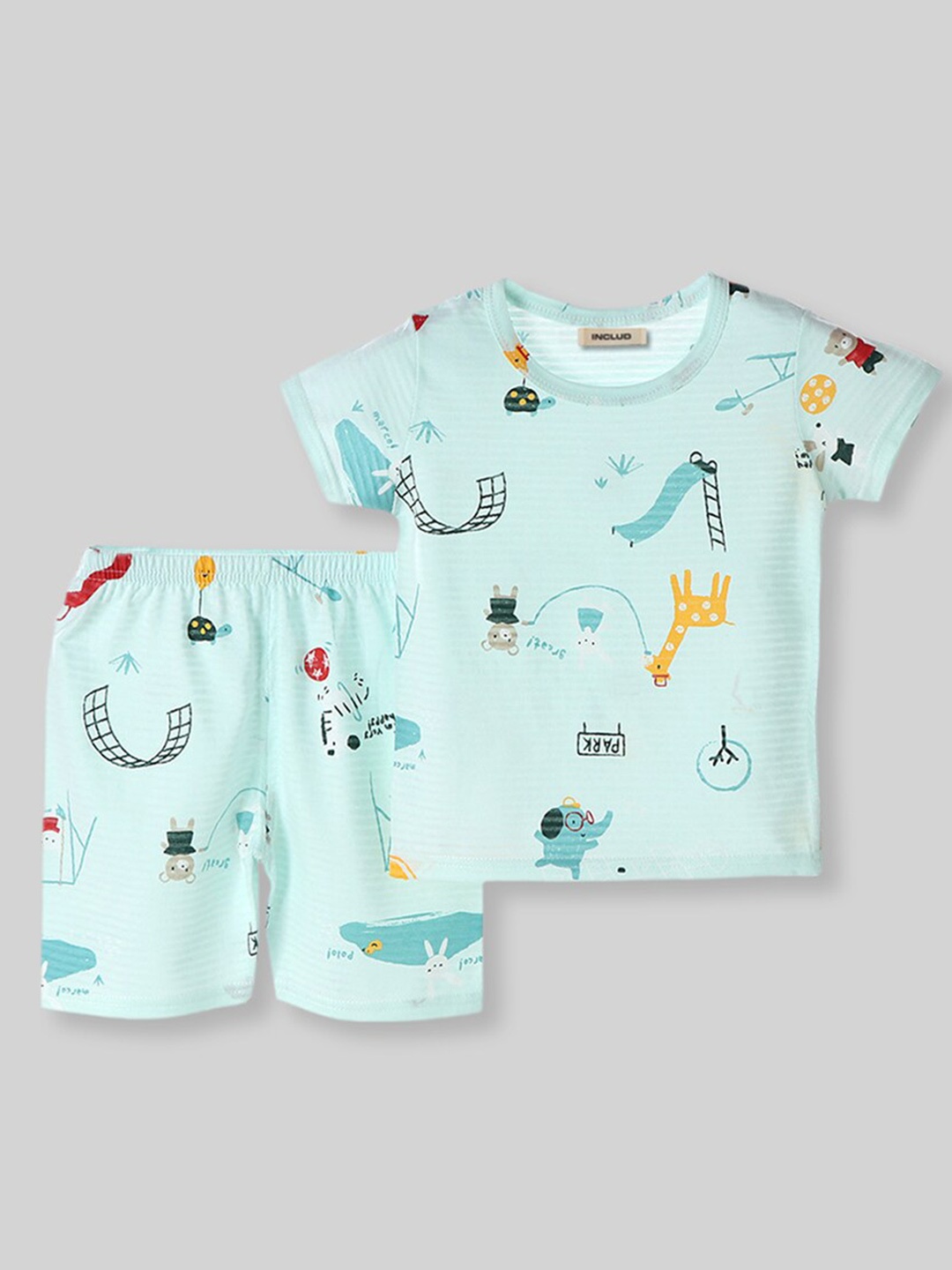 

INCLUD Boys Conversational Printed Tshirt with Shorts, Blue