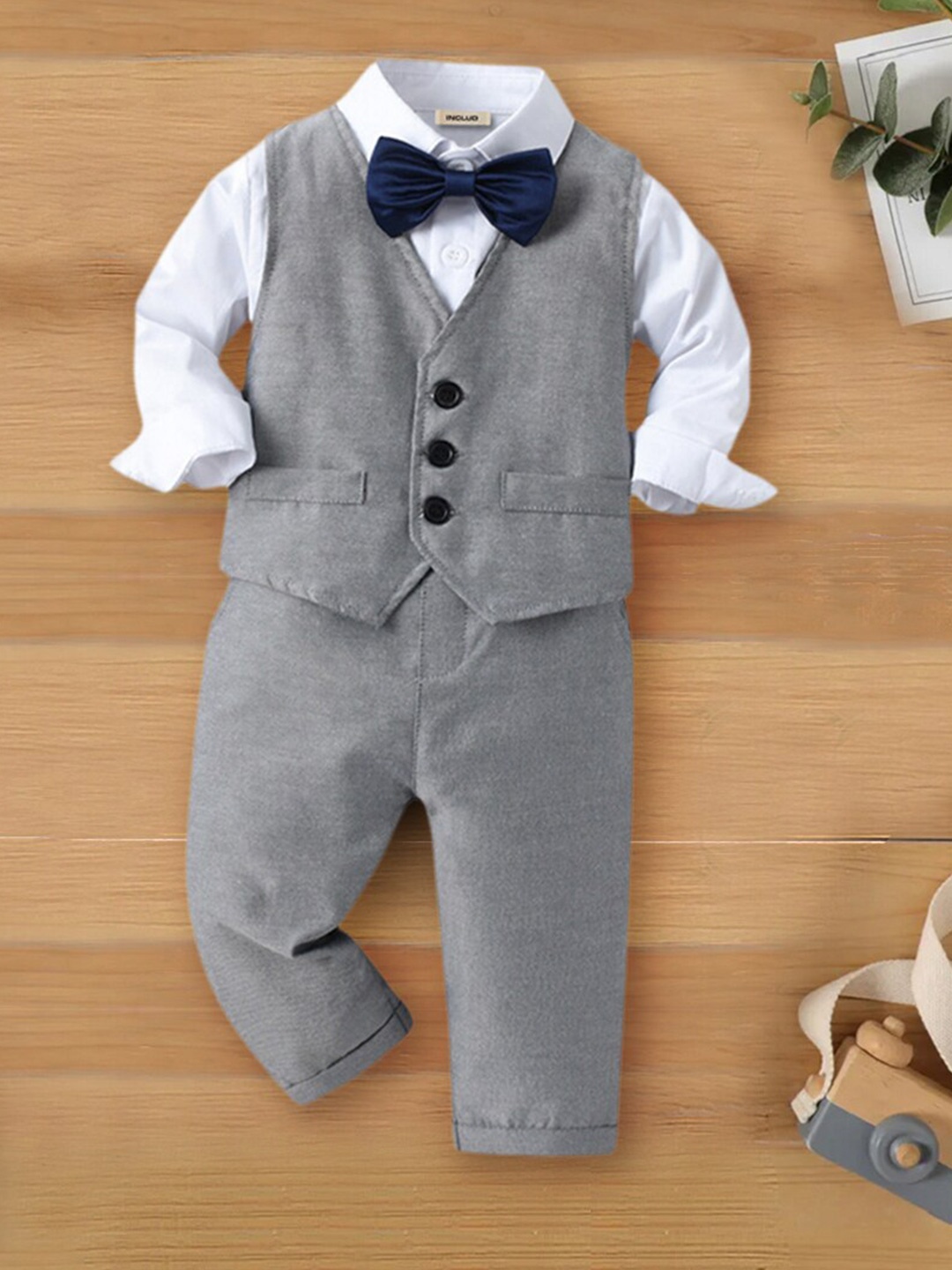 

INCLUD Boys Single-Breasted 3 Piece Suit, Grey