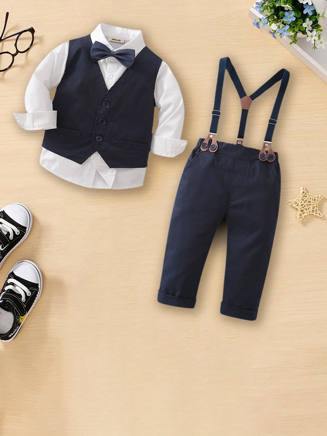 

INCLUD Single-Breasted 3-Piece Suit, Navy blue