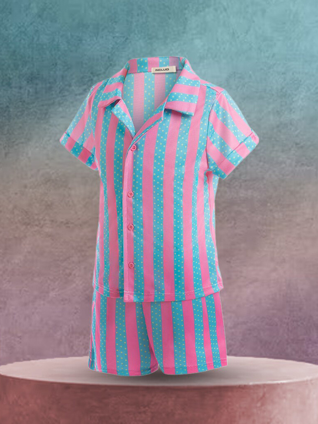 

INCLUD Boys Striped Shirt Collar Clothing-Set, Pink