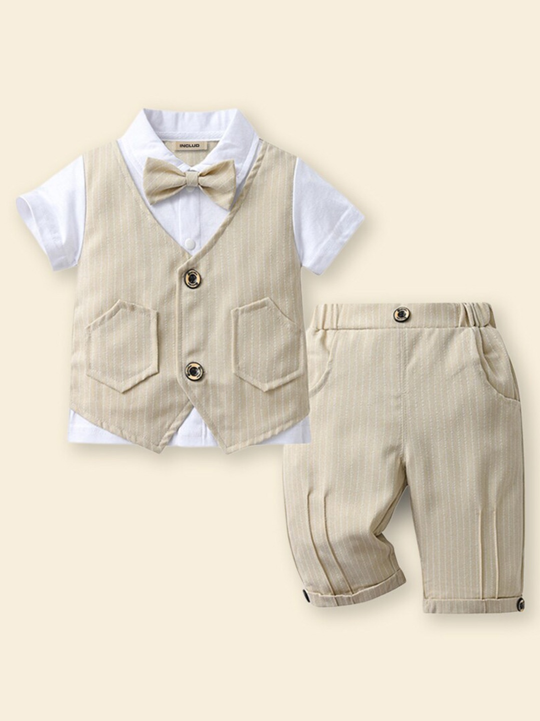 

INCLUD Single-Breasted 3-Piece Suit, Khaki