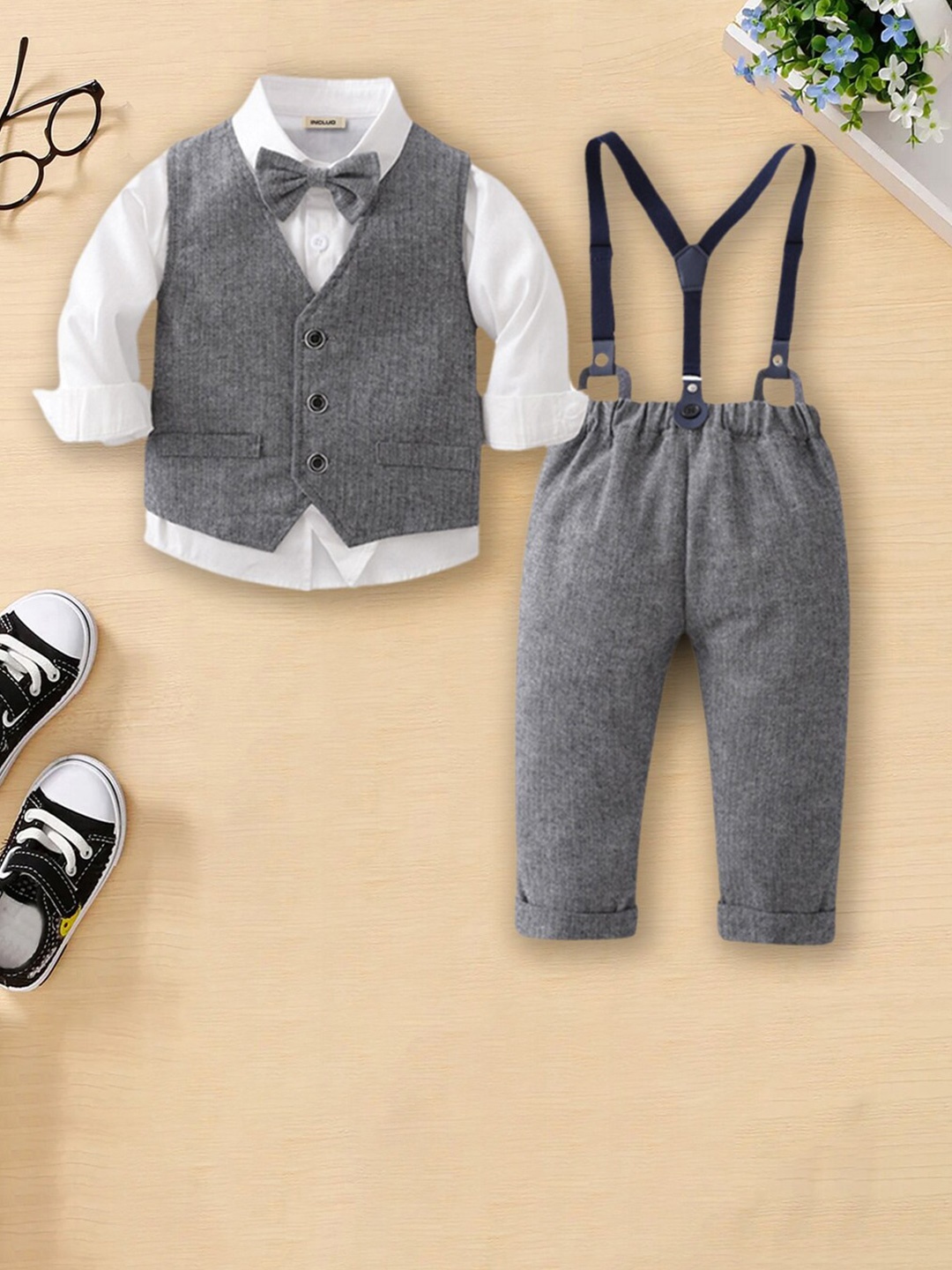 

INCLUD Single-Breasted 3-Piece Suit, Grey