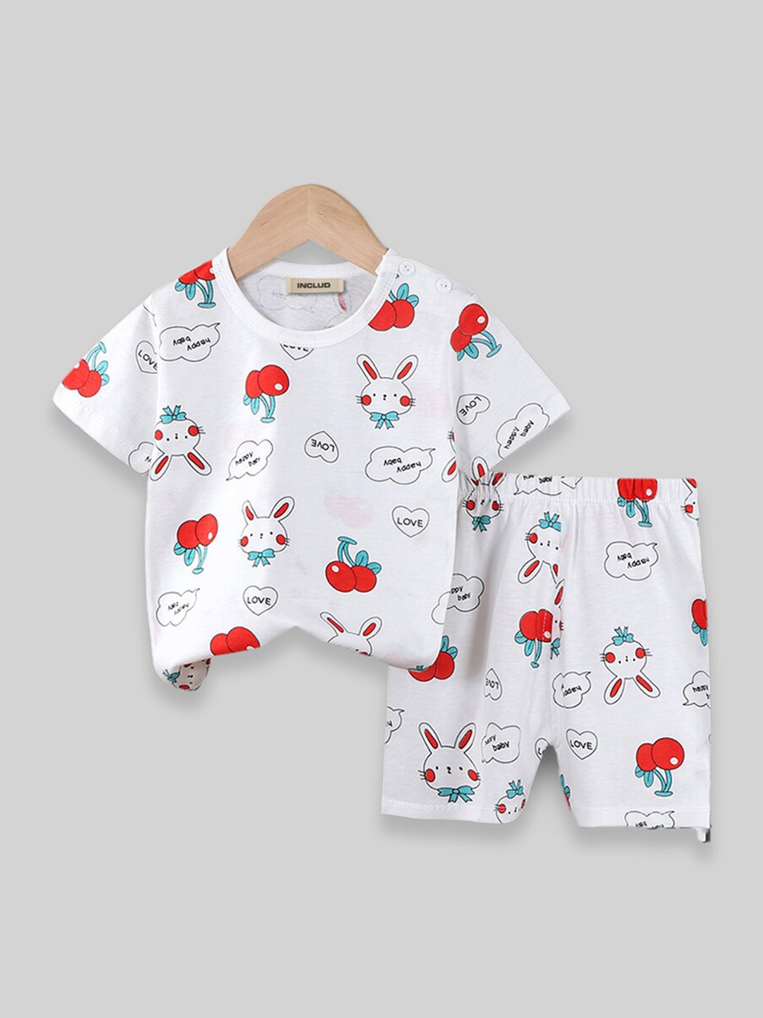 

INCLUD Boys Conversational Printed T-Shirt With Shorts, White