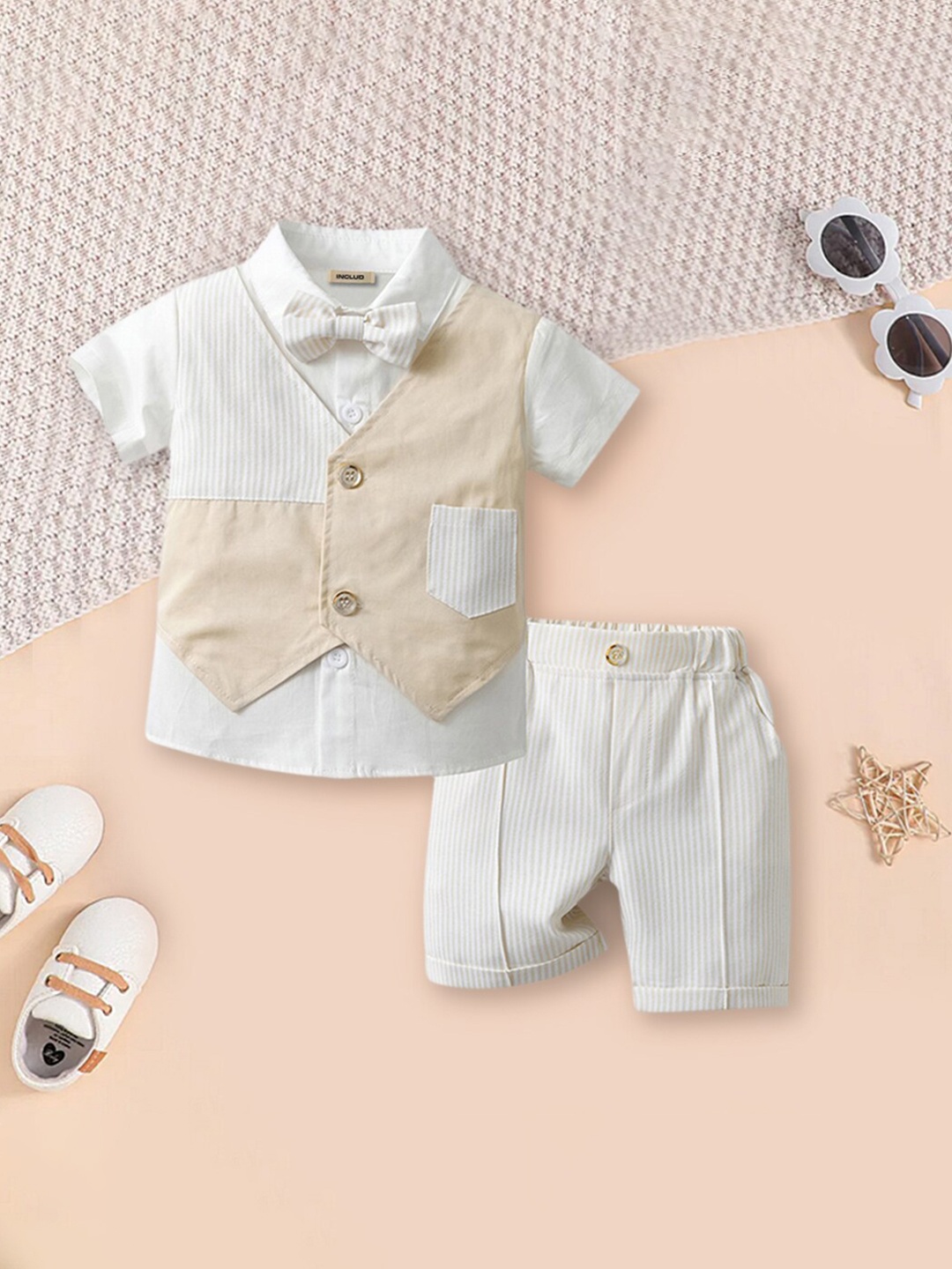 

INCLUD Boys Shirt Collar Shirt & Shorts, White