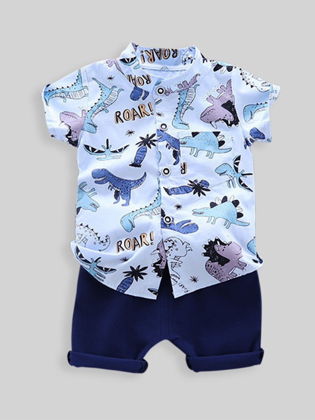 

INCLUD Boys Conversational Printed Shirt With Shorts, Blue