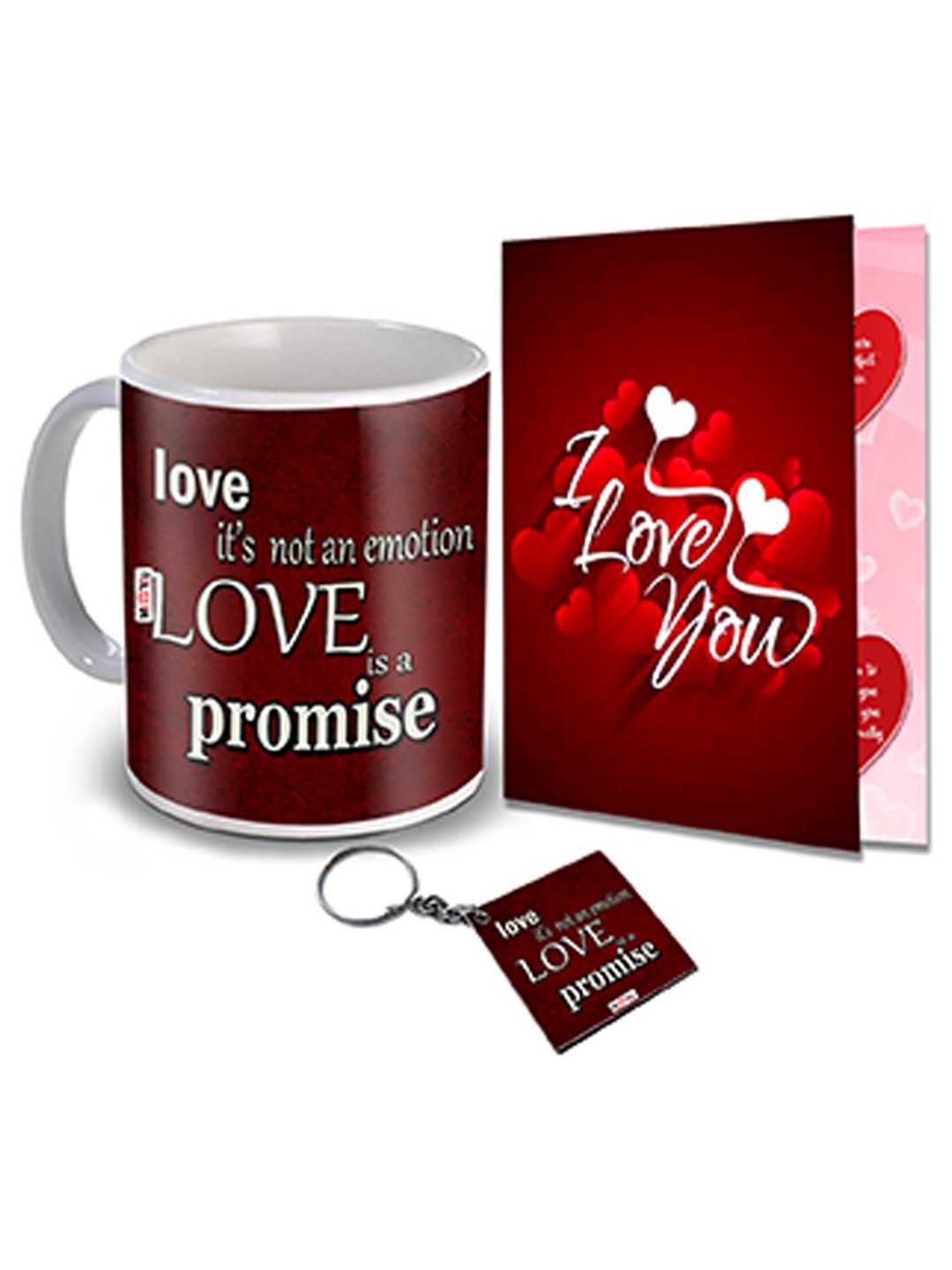 

ME & YOU Maroon & White 3 Pieces I Love You Printed Valentine Home Gift Set
