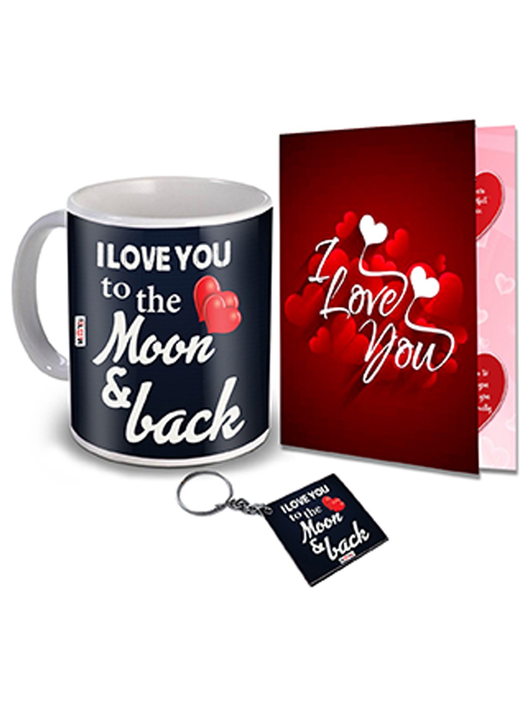 

ME & YOU Blue & Red 3 Pieces I Love You Printed Valentine Home Gift Set