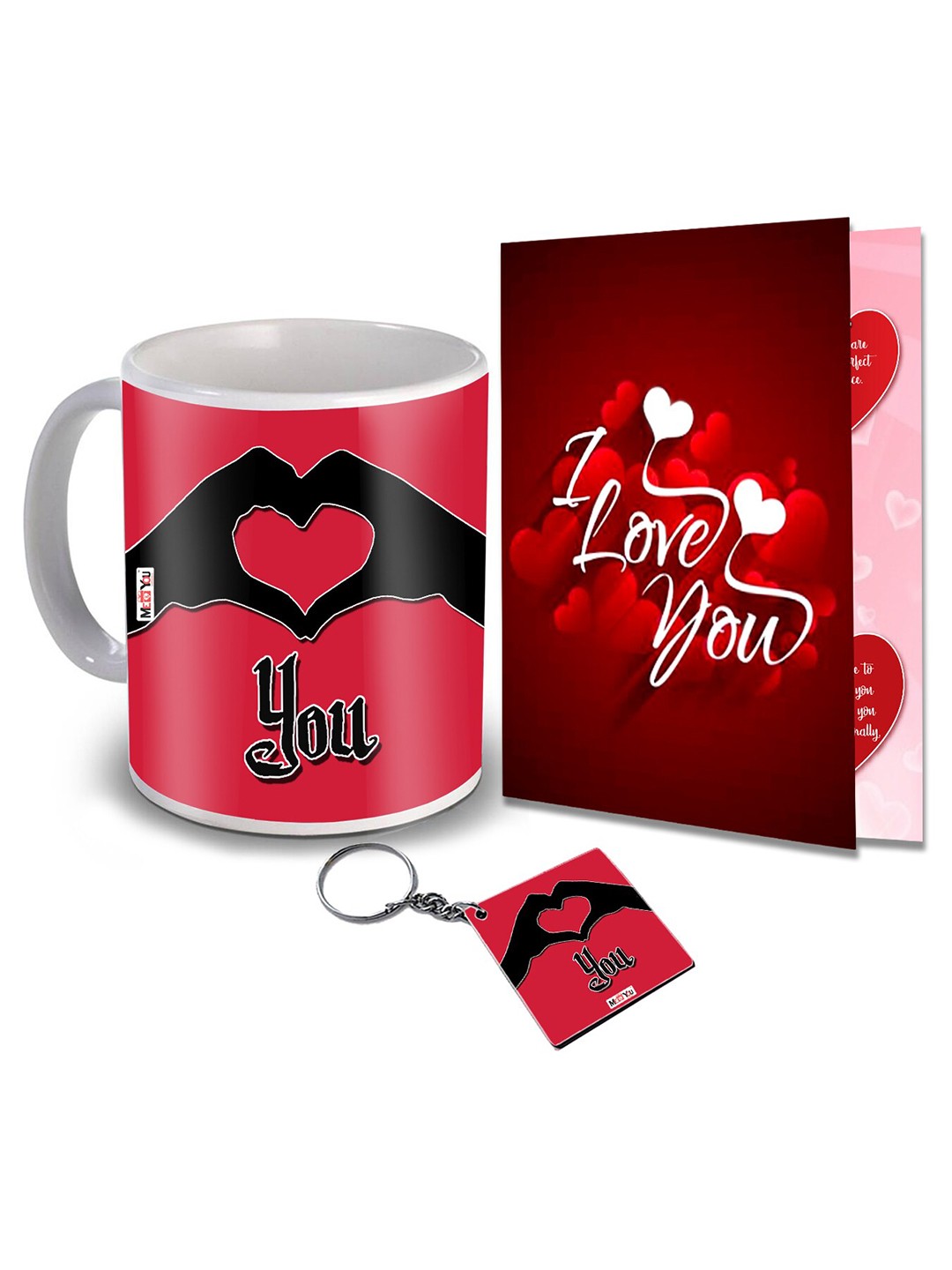 

ME & YOU Red & White 3 Pieces I Love You Printed Valentine Home Gift Set