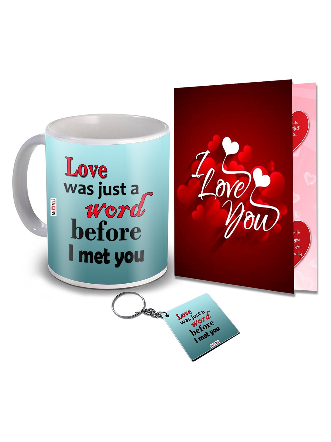 

ME & YOU Blue & Red 3 Pieces I Love You Printed Valentine Home Gift Set