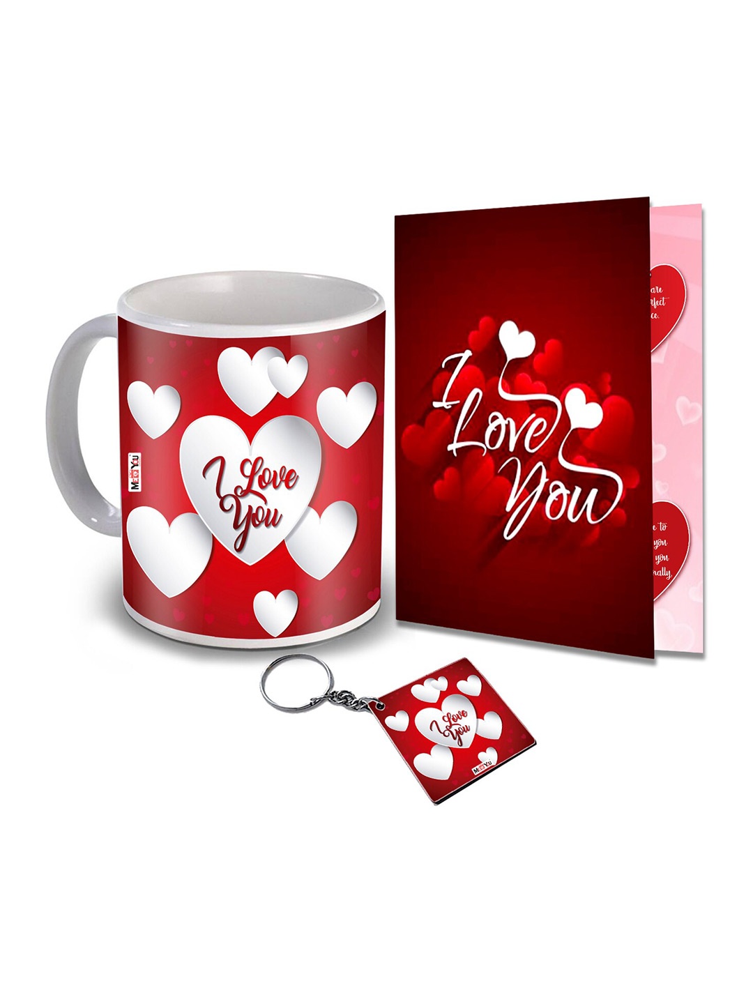 

ME & YOU Red & White 3 Pieces Printed Valentine Home Gift Set