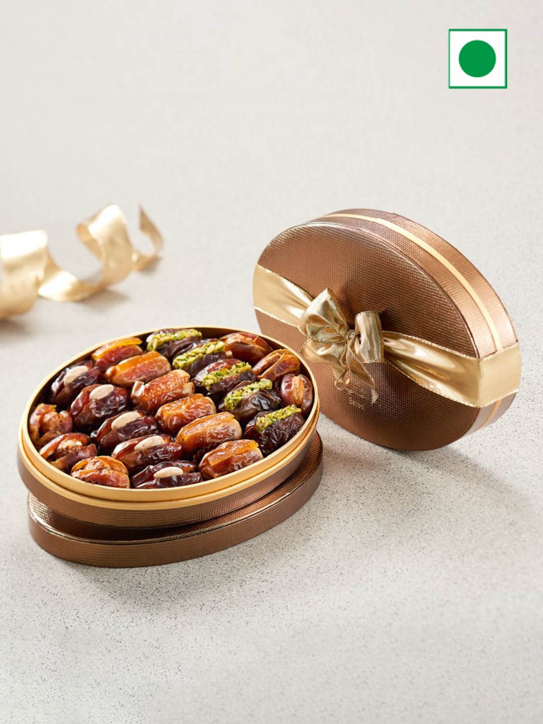 

Bateel Midas Oval Small Gift Box With Assorted Filled Dates - 380 gms, Brown