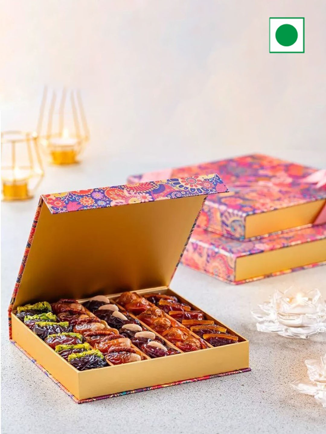 

Bateel Zinnia Medium Assorted Premium Filled Dates Gift Set- 550g, Brown
