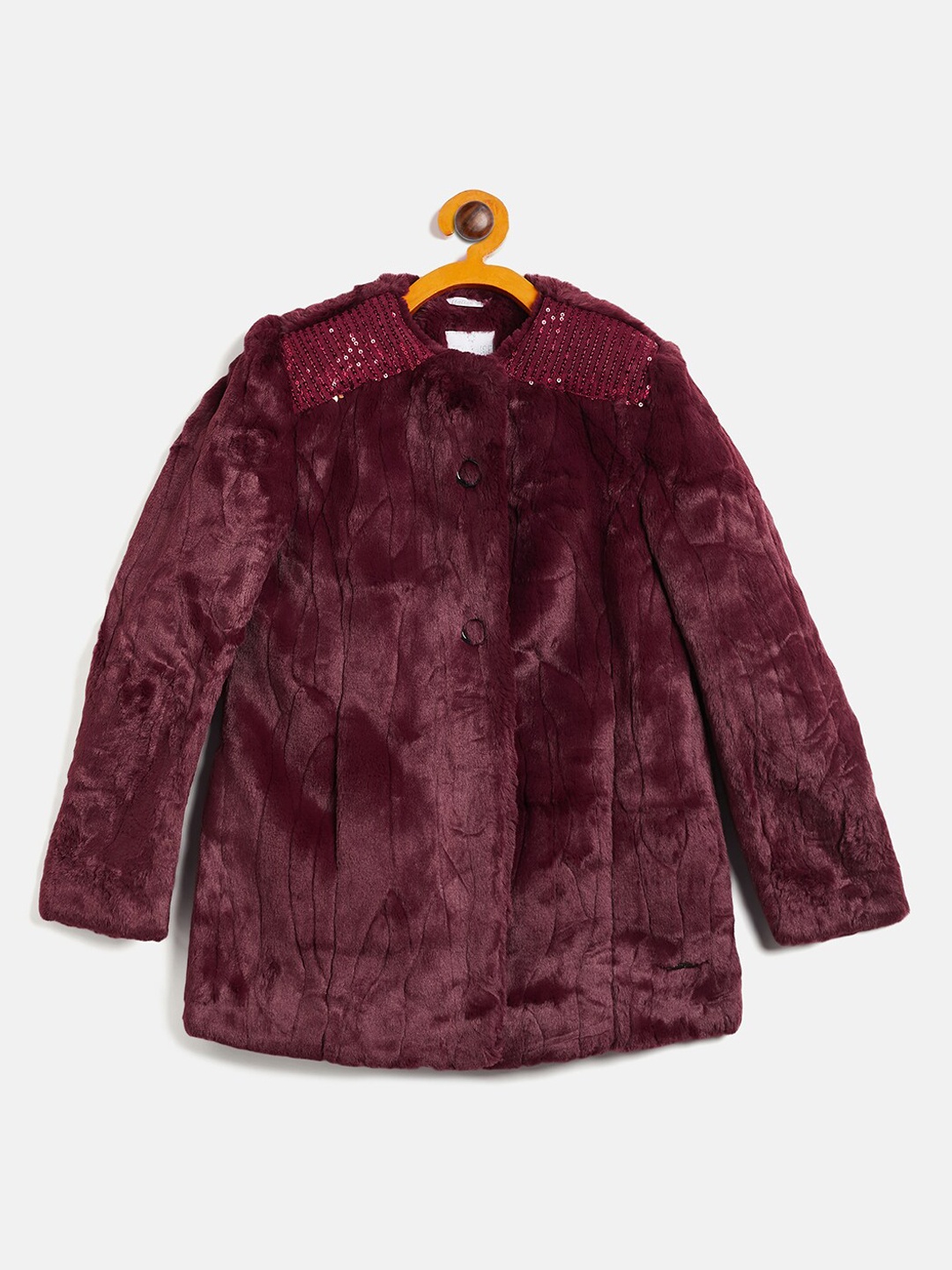 

Ben & Joe Girls Embellished Round Neck Faux Fur Coats, Brown