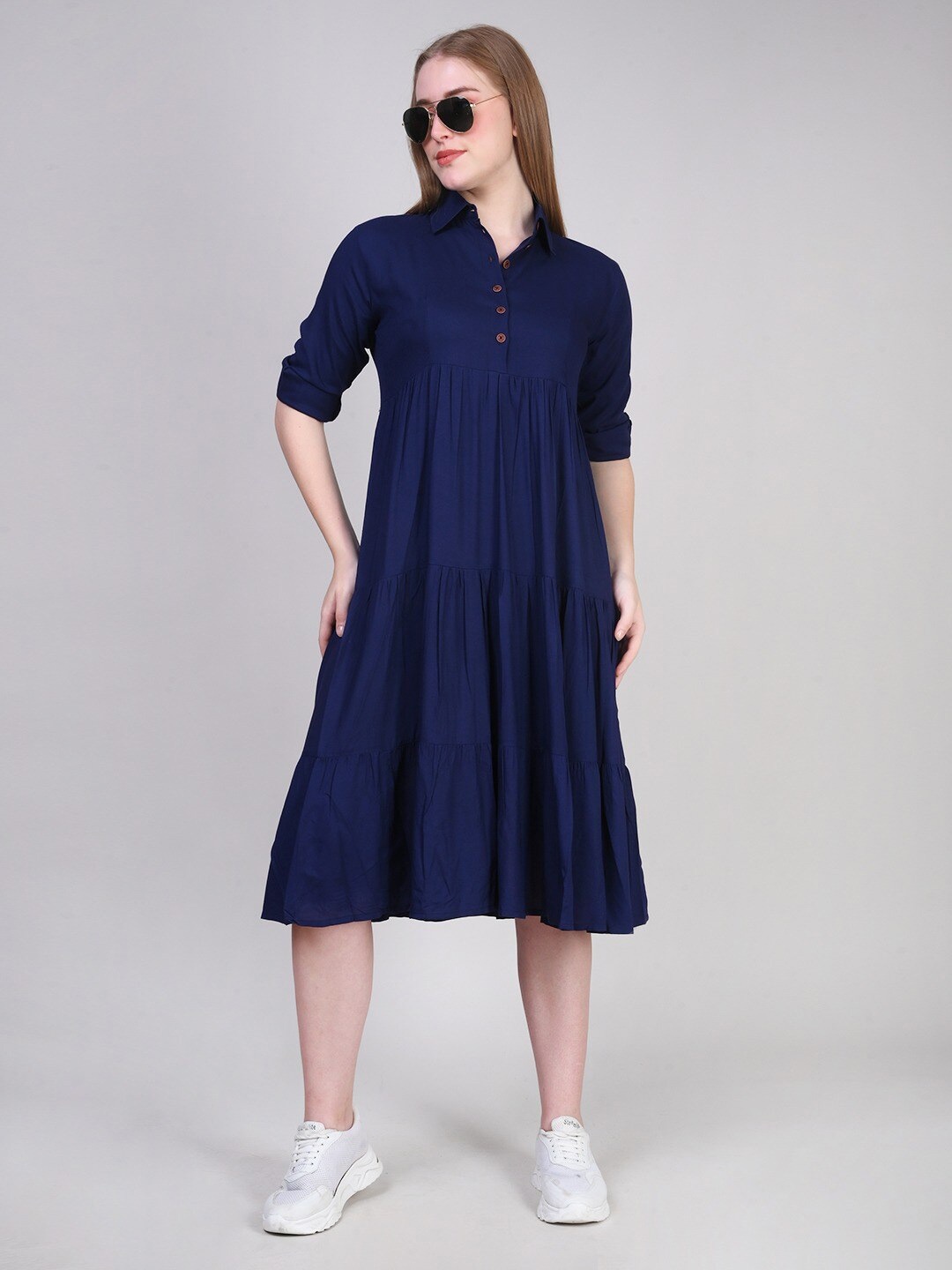 

PURSHOTTAM WALA Blue Fit & Flare Dress