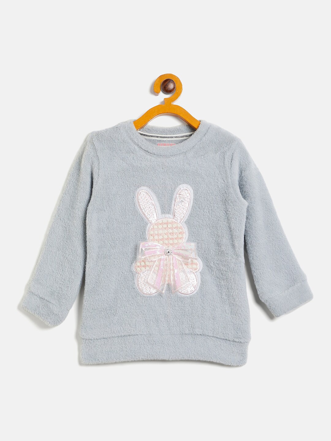 

Ben & Joe Girls Self Design Embroidered Fleece Sweatshirt, Grey