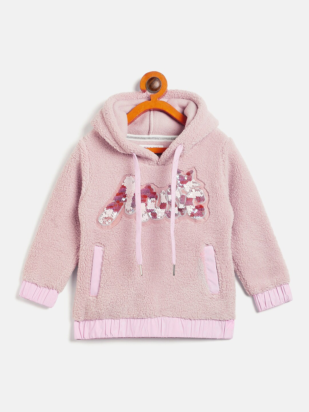 

Ben & Joe Girls Graphic Embroidered Sequined Fleece Sweatshirt, Pink