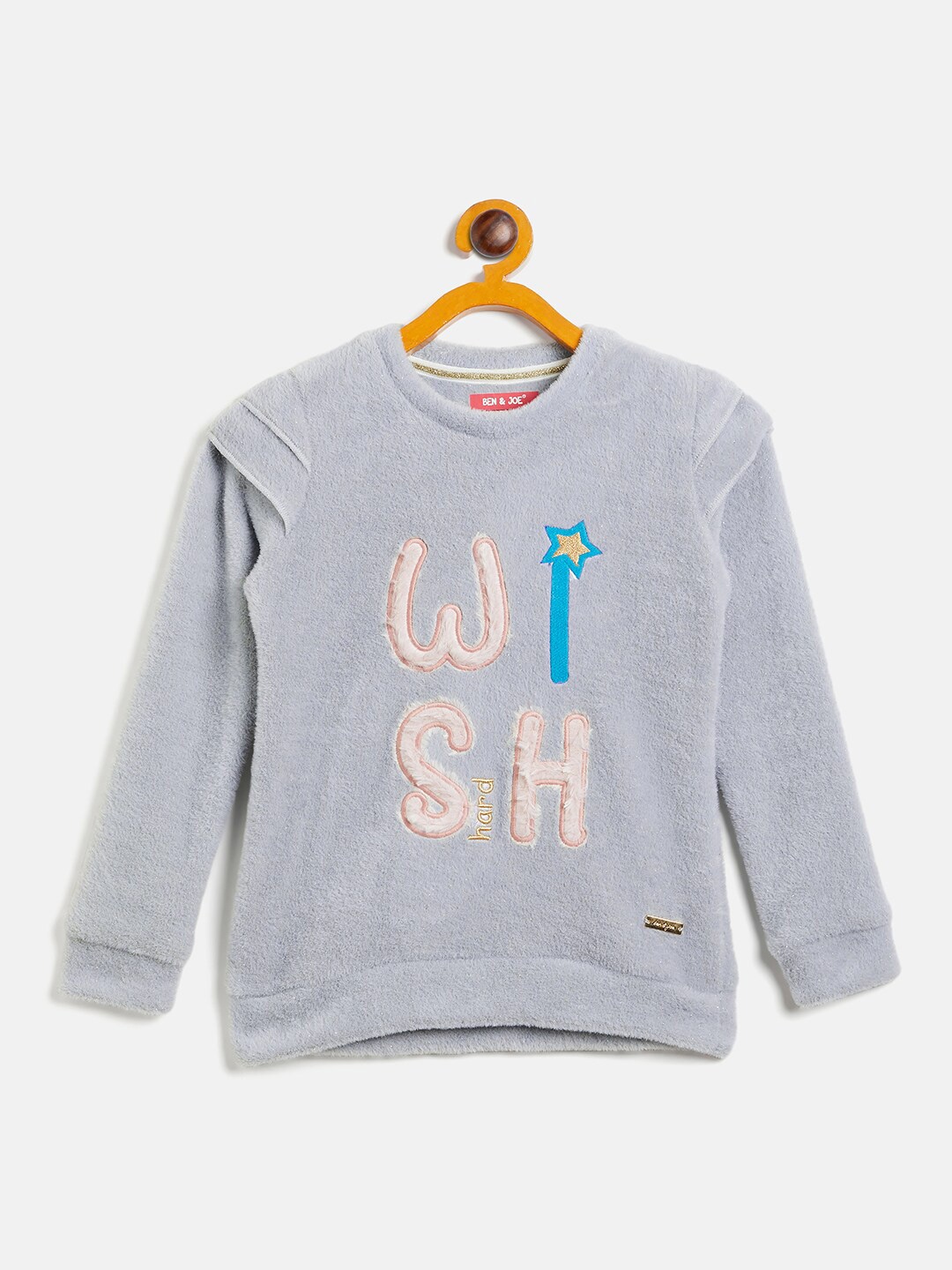 

Ben & Joe Girls Self Design Fleece Pullover, Grey