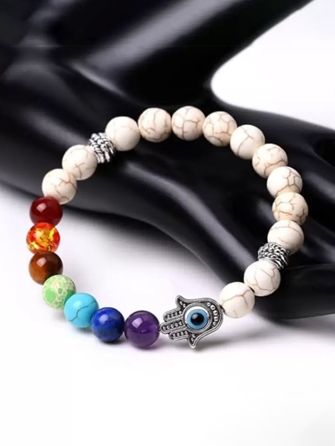 

KARISHMA KREATIONS Unisex Artificial Beads Beaded Bracelet, White