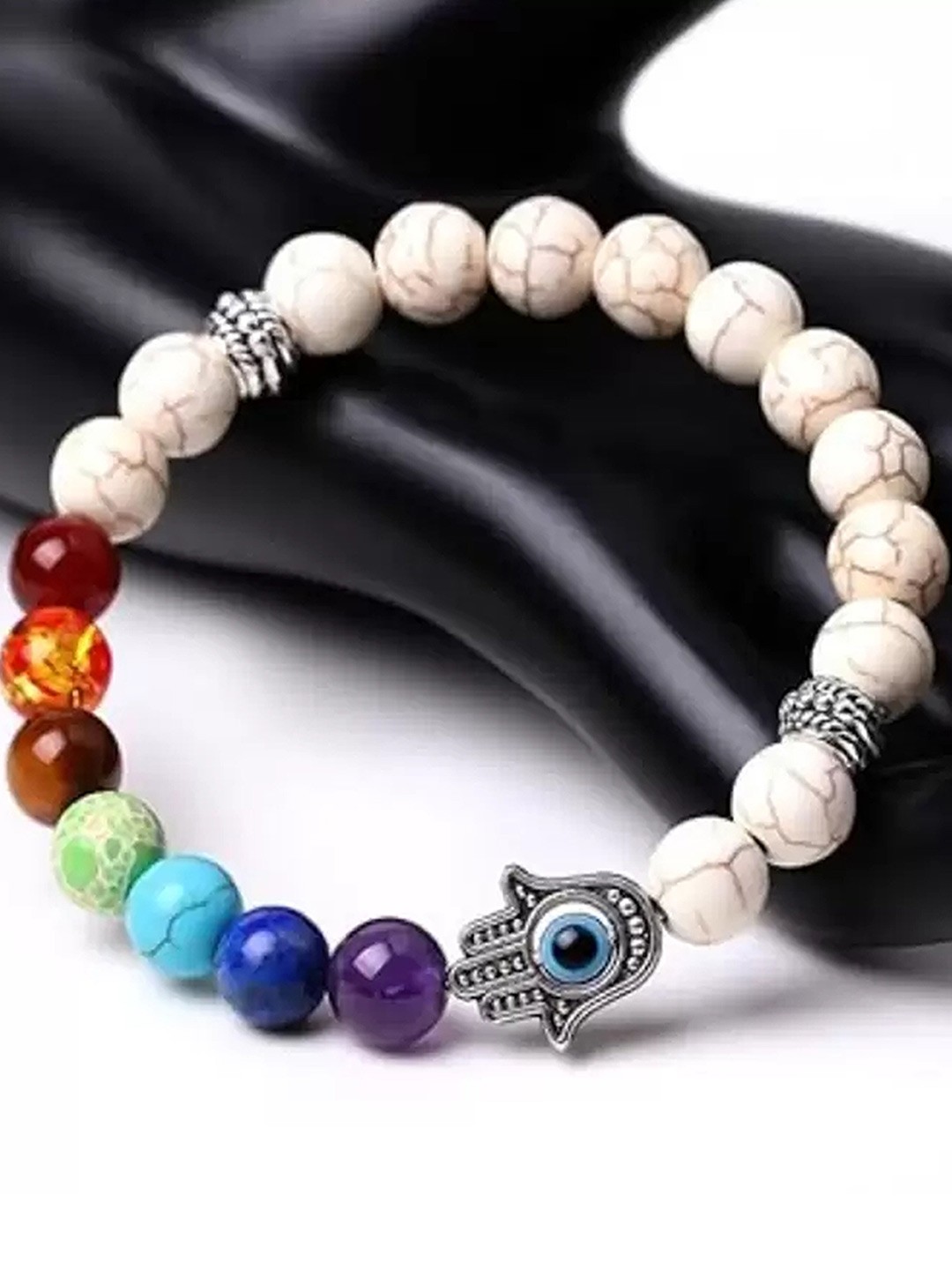

KARISHMA KREATIONS Unisex Artificial Beads Beaded Bracelet, White