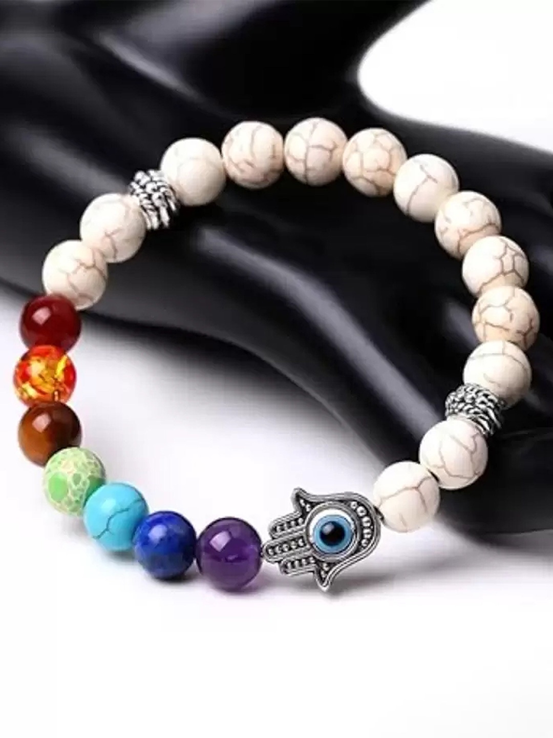 

KARISHMA KREATIONS Unisex Artificial Beads Elasticated Bracelet, White