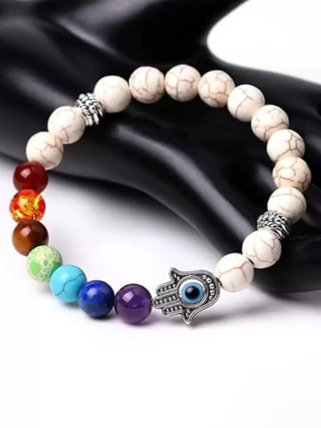 

KARISHMA KREATIONS Unisex Crystals Beaded Bracelet, White