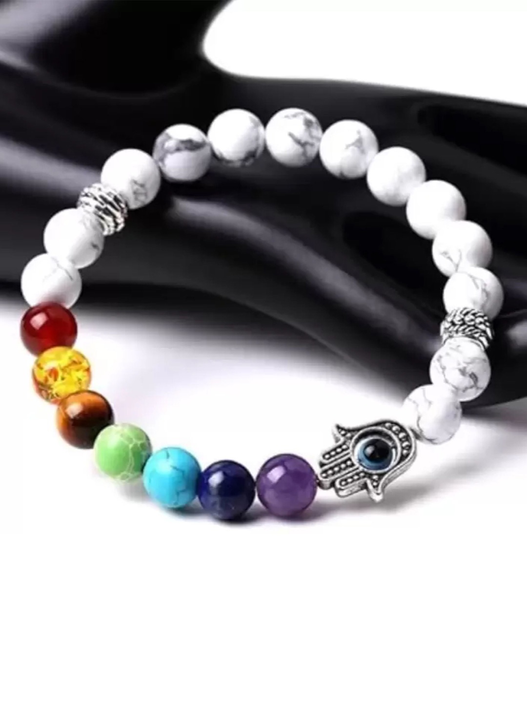 

KARISHMA KREATIONS Unisex Crystals Beaded Bracelet, Silver