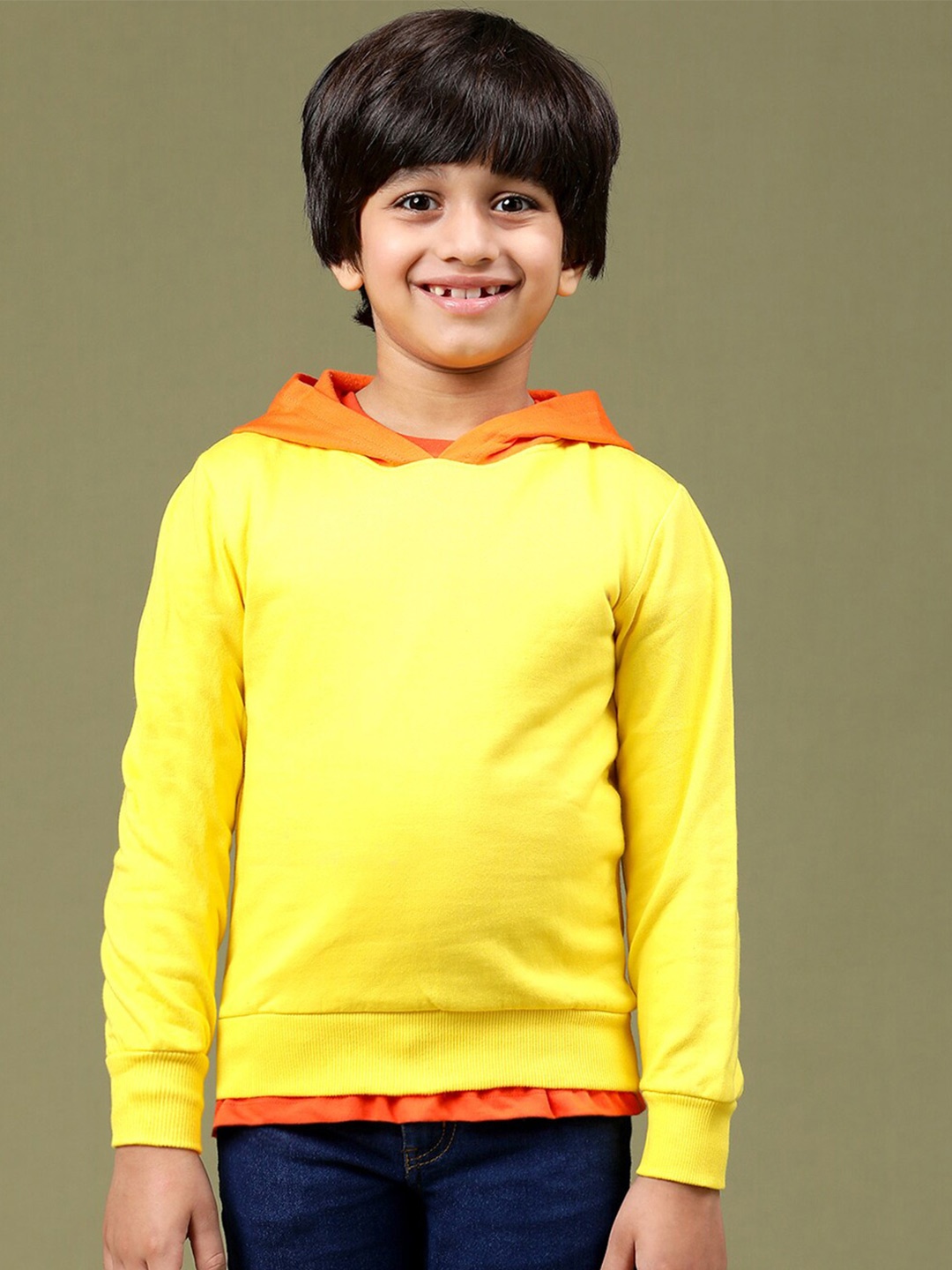 

TALES & STORIES Boys Hooded Cotton Sweatshirt, Yellow