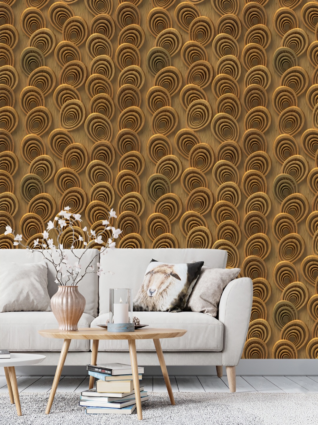 

DWELLSINDIA Beige & Black Wooden Art Printed Self Adhesive Wallpaper
