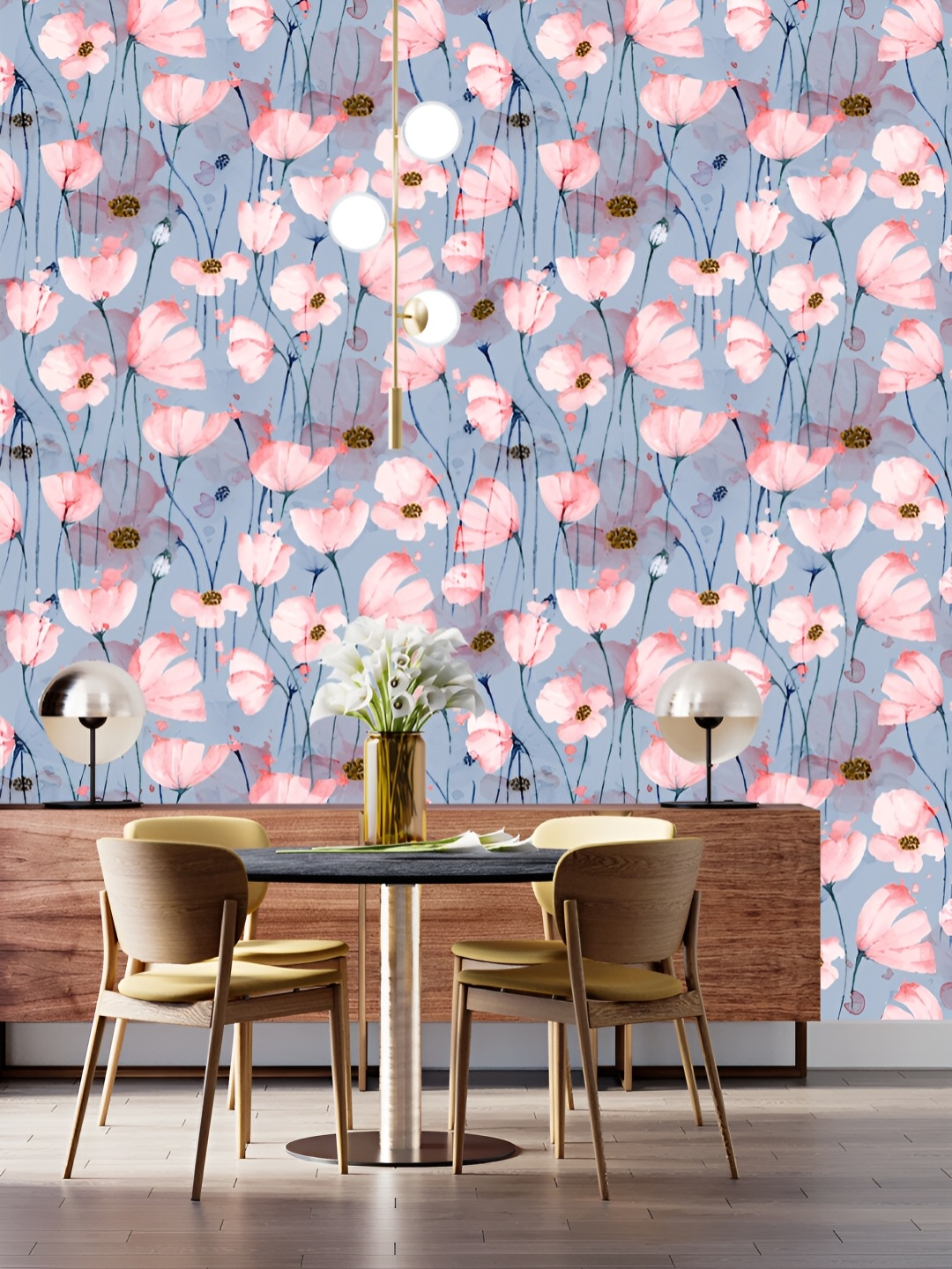 

DWELLSINDIA Blue & White Floral Printed Self Adhesive Laminated Wallpaper