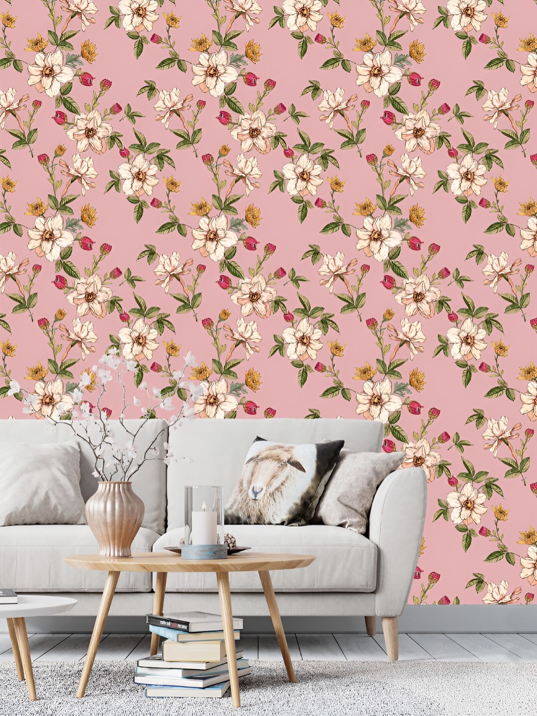

DWELLSINDIA Pink & Green Floral Printed Self Adhesive Laminated Wallpaper