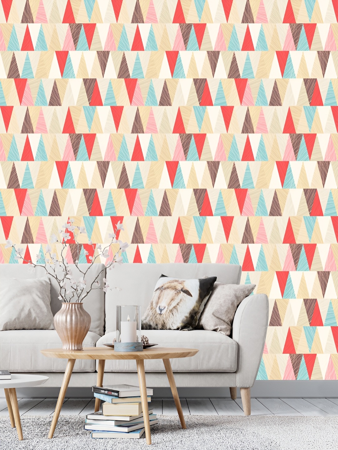 

DWELLSINDIA White & Red Printed Self Adhesive Laminated Wallpaper