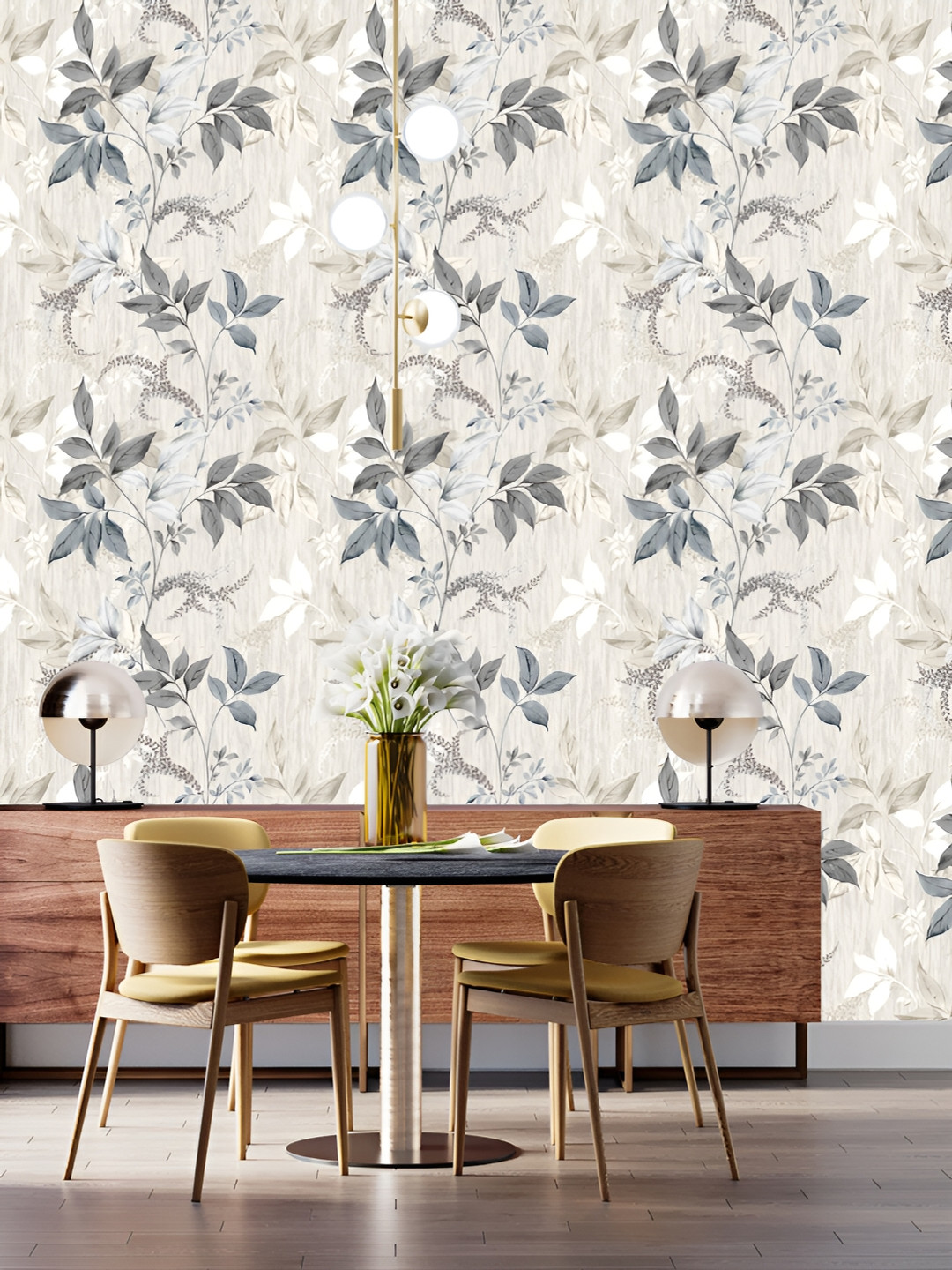 

DWELLSINDIA Beige & Grey Floral Printed Self Adhesive Wallpaper
