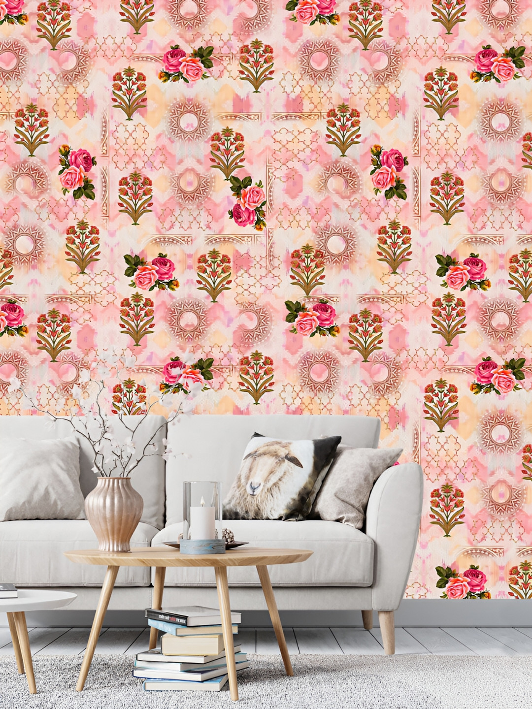 

DWELLSINDIA Pink & Red Floral Printed Self Adhesive Waterproof Wallpaper
