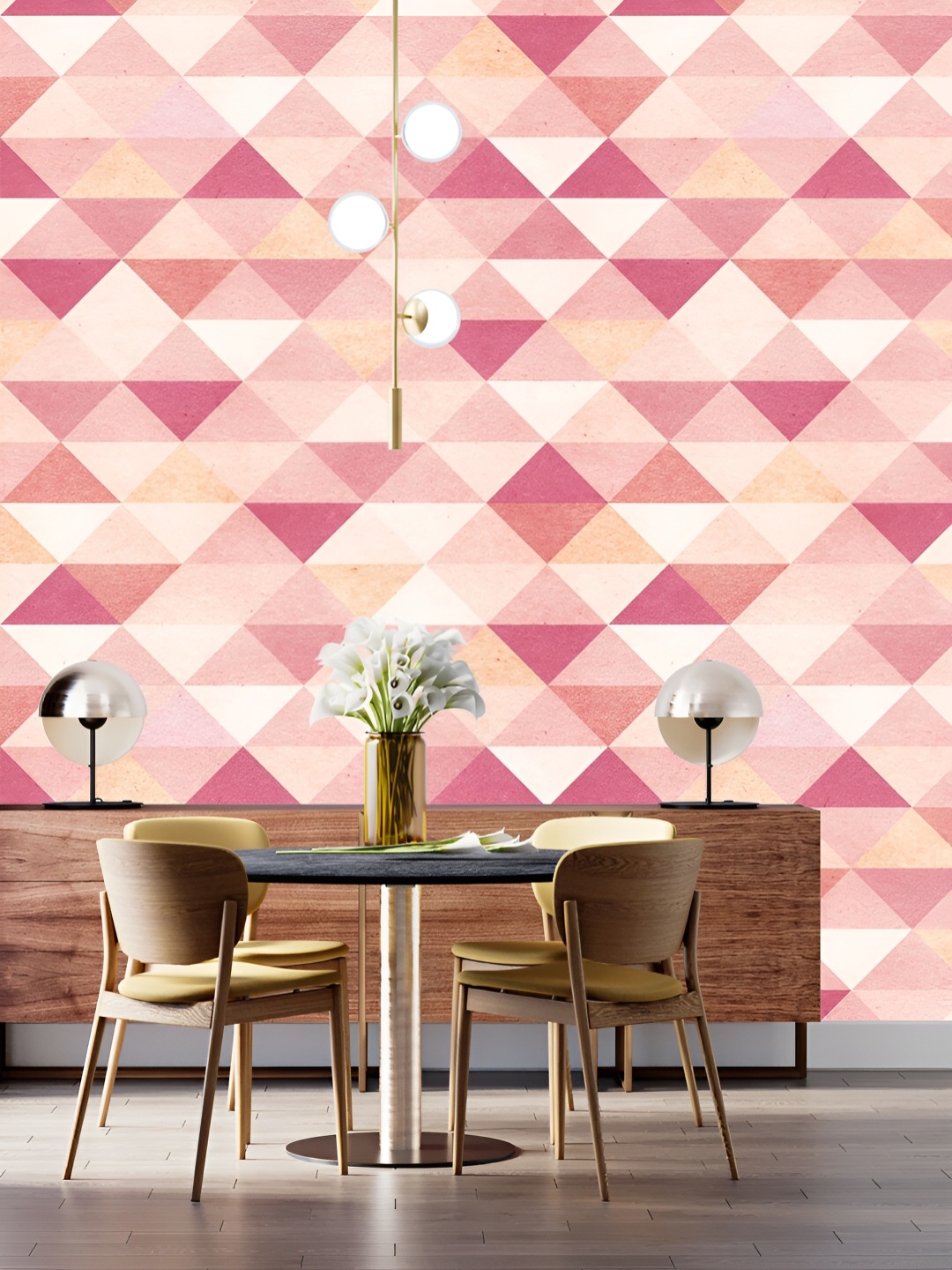

DWELLSINDIA Pink & Beige Geometric Printed Self Adhesive Waterproof Removable Wallpaper