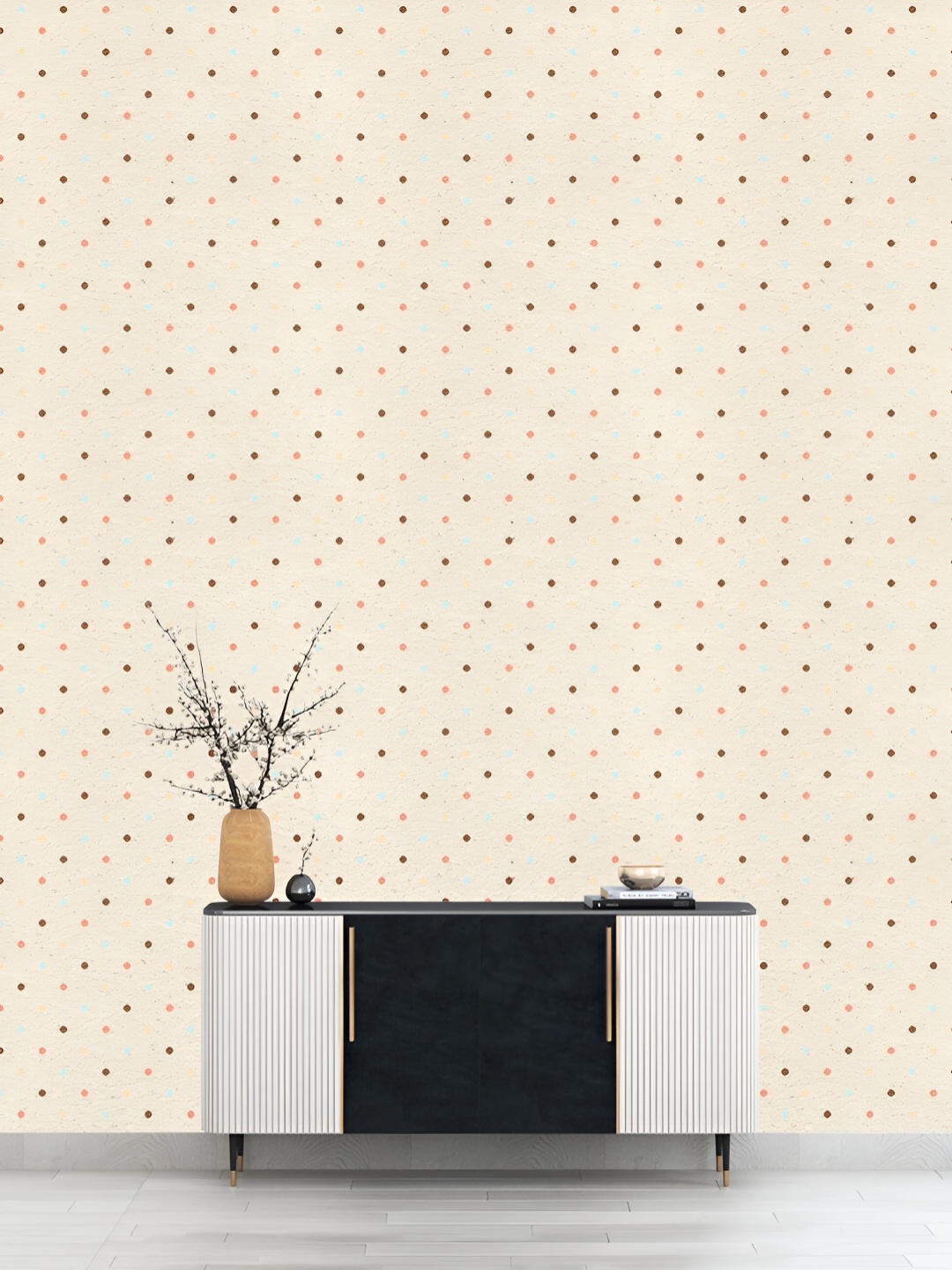 

DWELLSINDIA Beige & Pink Doted Printed Self Adhesive Laminated Wallpaper