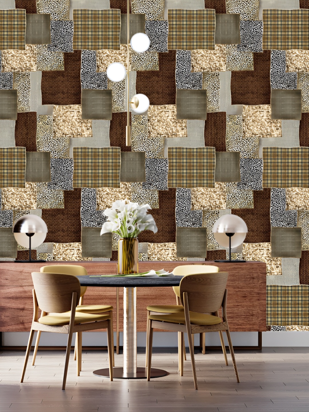 

DWELLSINDIA Brown & Grey Printed Self Adhesive Laminated Wallpaper