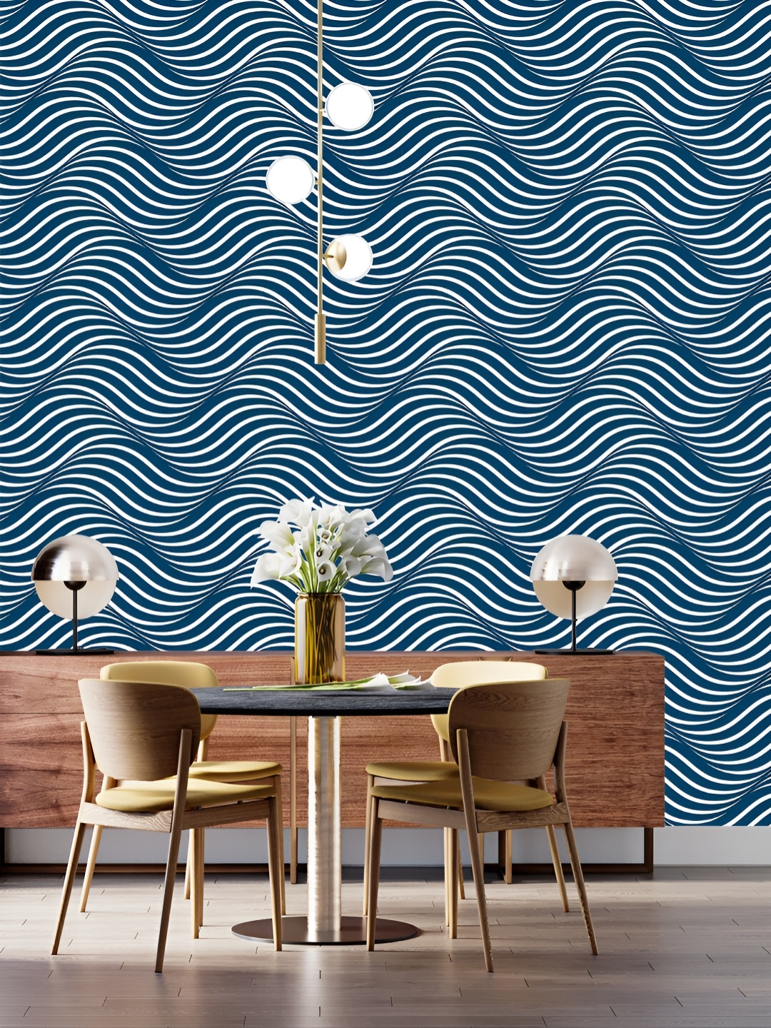 

DWELLSINDIA White & Blue Printed Self Adhesive Laminated Wallpaper