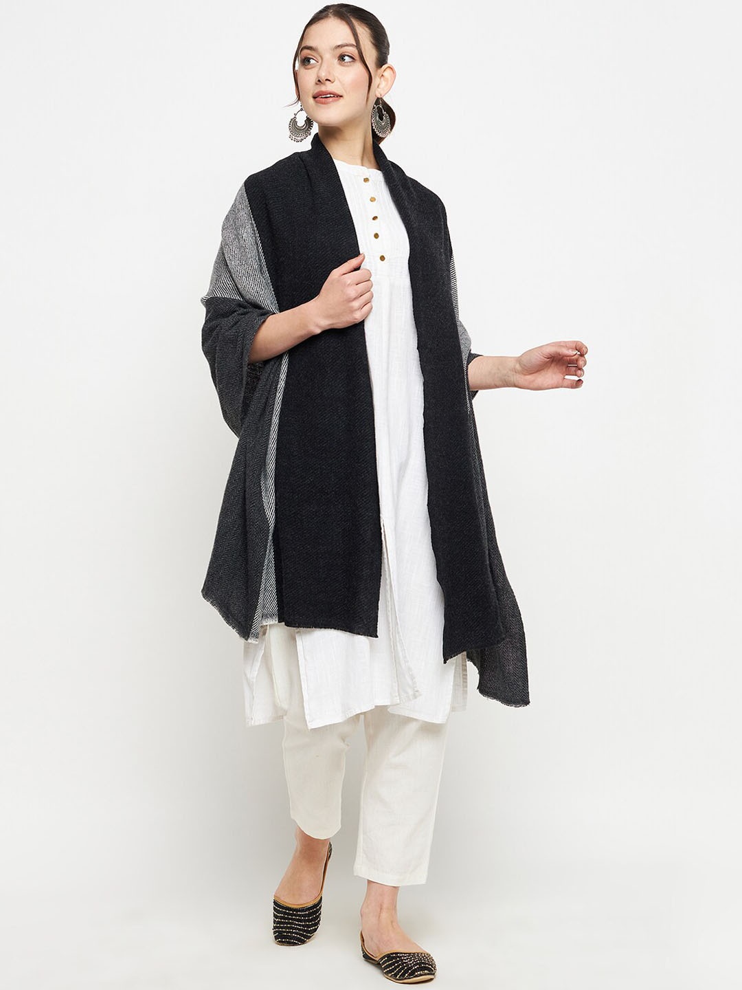 

CREATIVE LINE Self Design Acrylic Wool Knitted Stole, Grey